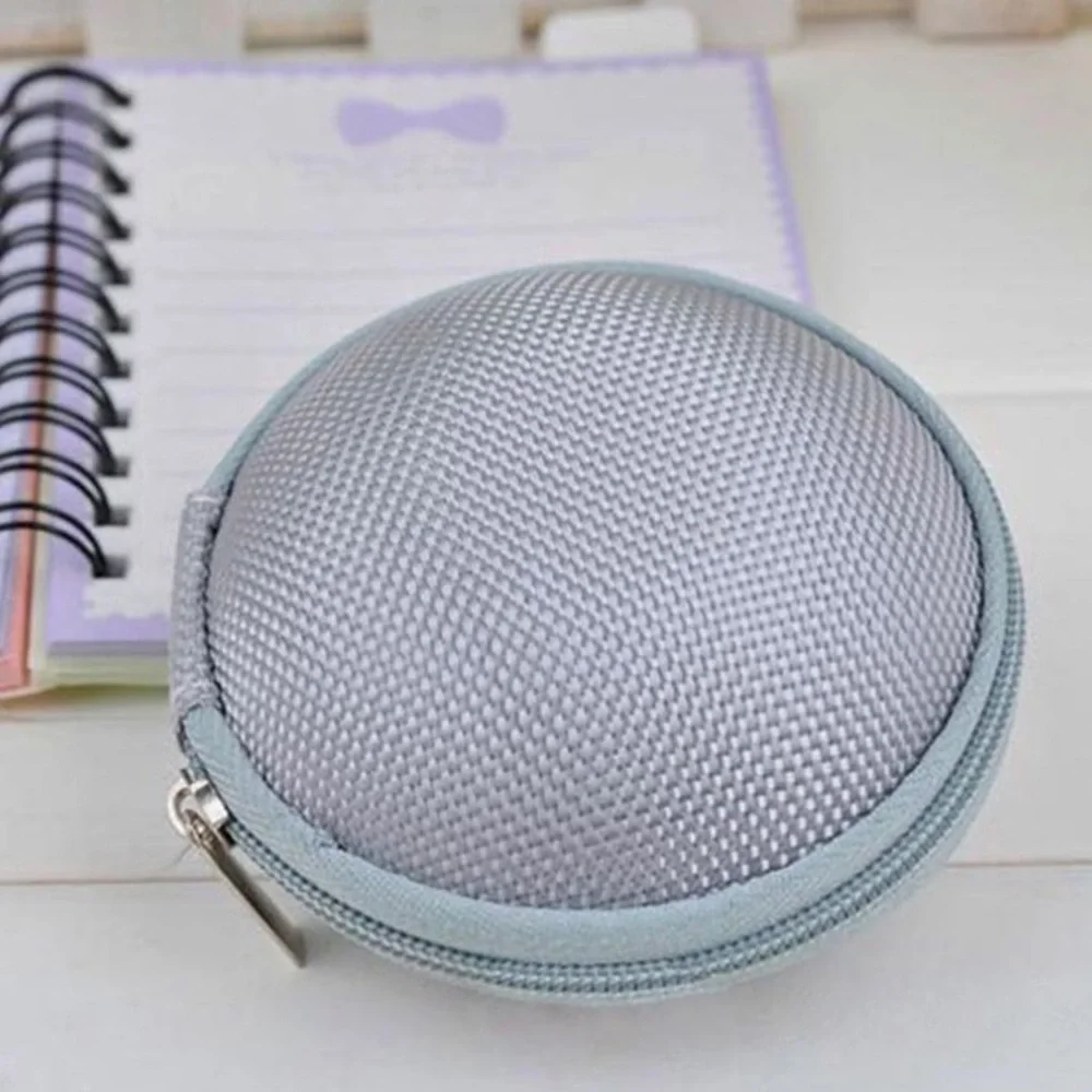 Round Gray Tech Storage Organizer Case with Zip Closure